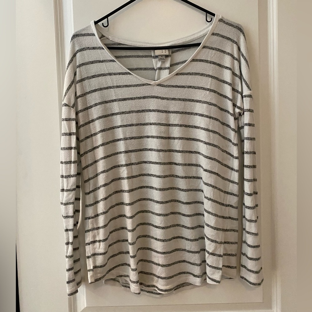 Striped loose long sleeve sweater tee